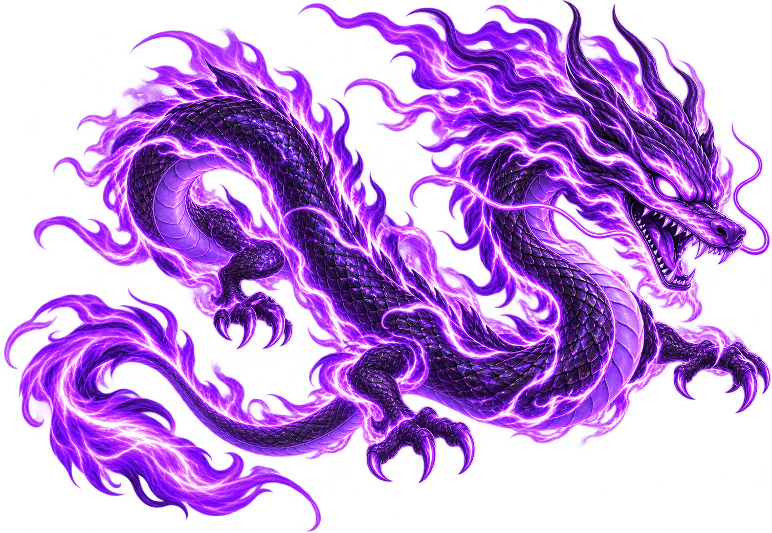 Purple Cosmic Dragon surrounded by magical energy