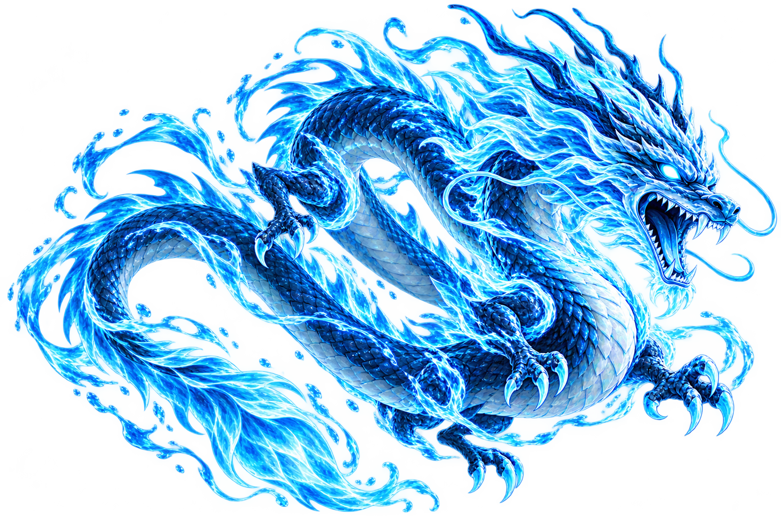 Ocean Dragon surrounded by glowing blue water